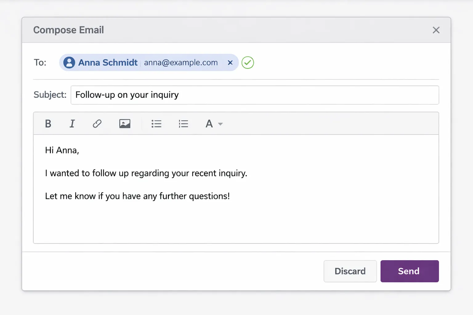 Odoo CRM with Direct Email: Contact auto-filled