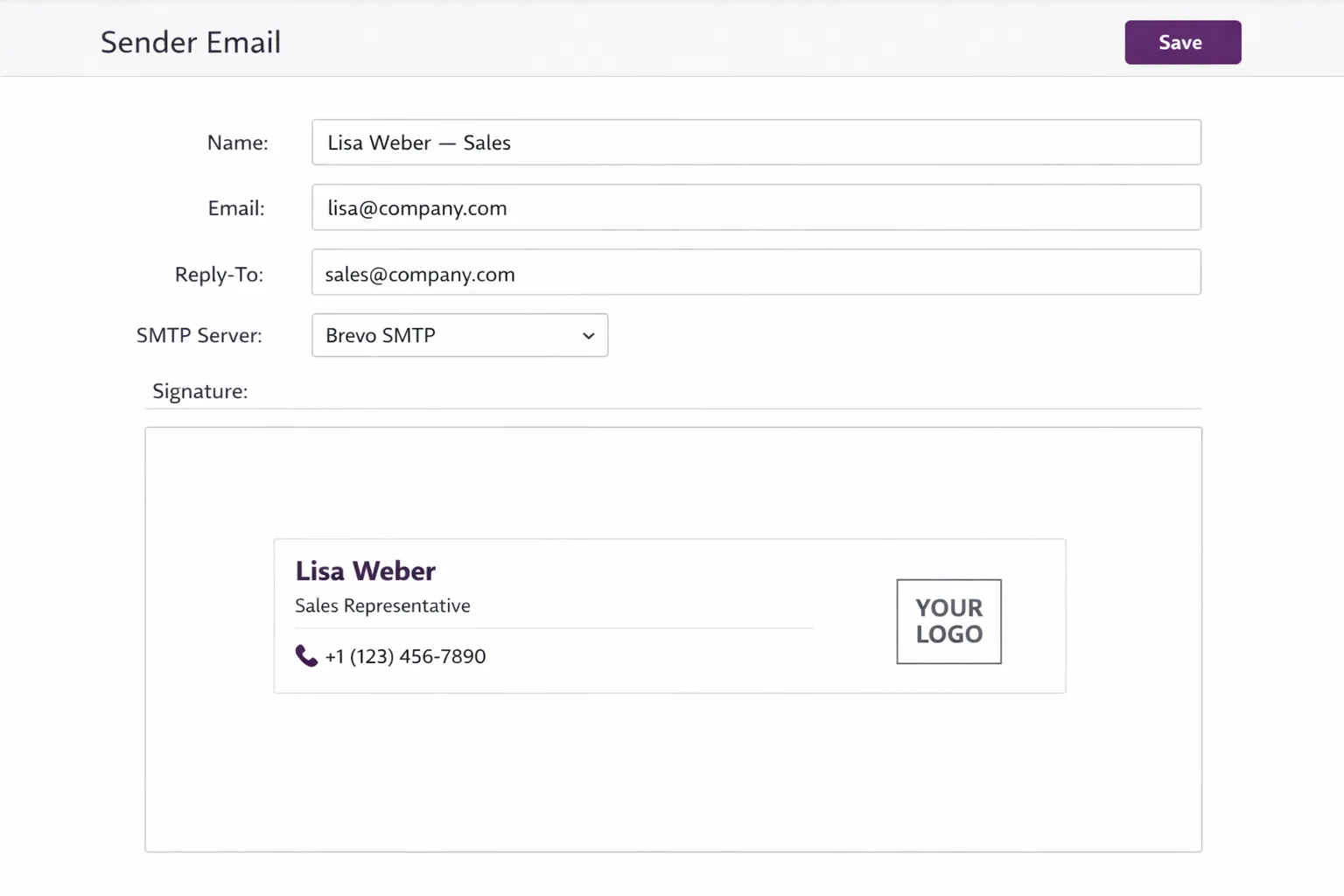Sender Configuration
