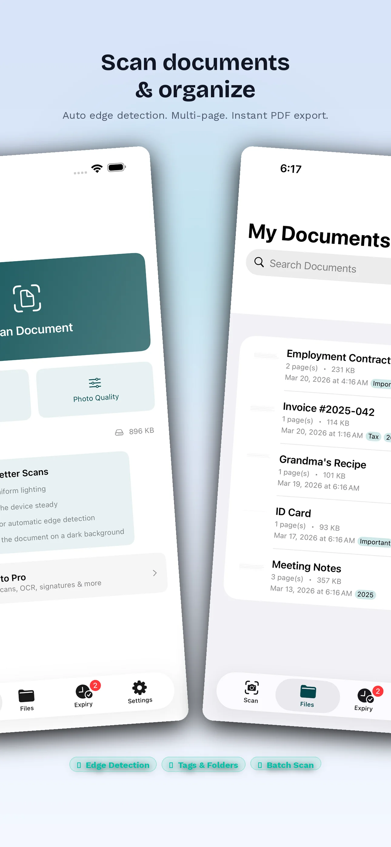 Dokument scannen mit automatischer Kantenerkennung